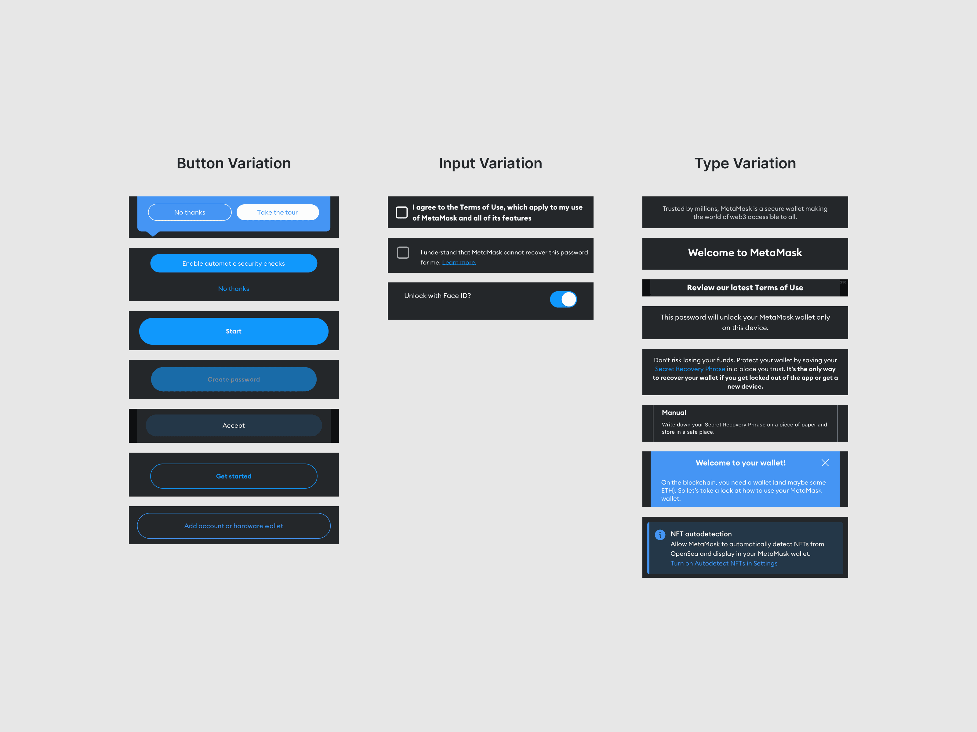 MetaMask onboarding – inconsistent styling